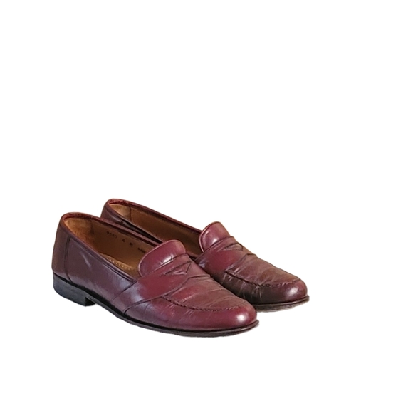 Men Vintage Leather Burgundy Loafers By Magnanni Size 8M Made In Spain - Picture 1 of 11